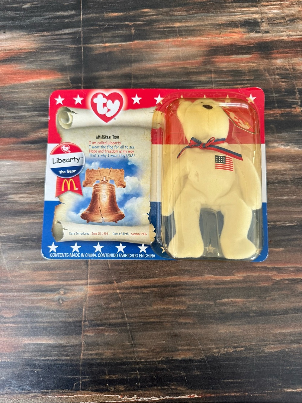 Ty White Liberty Bear Plush with Patriotic Flag Patch